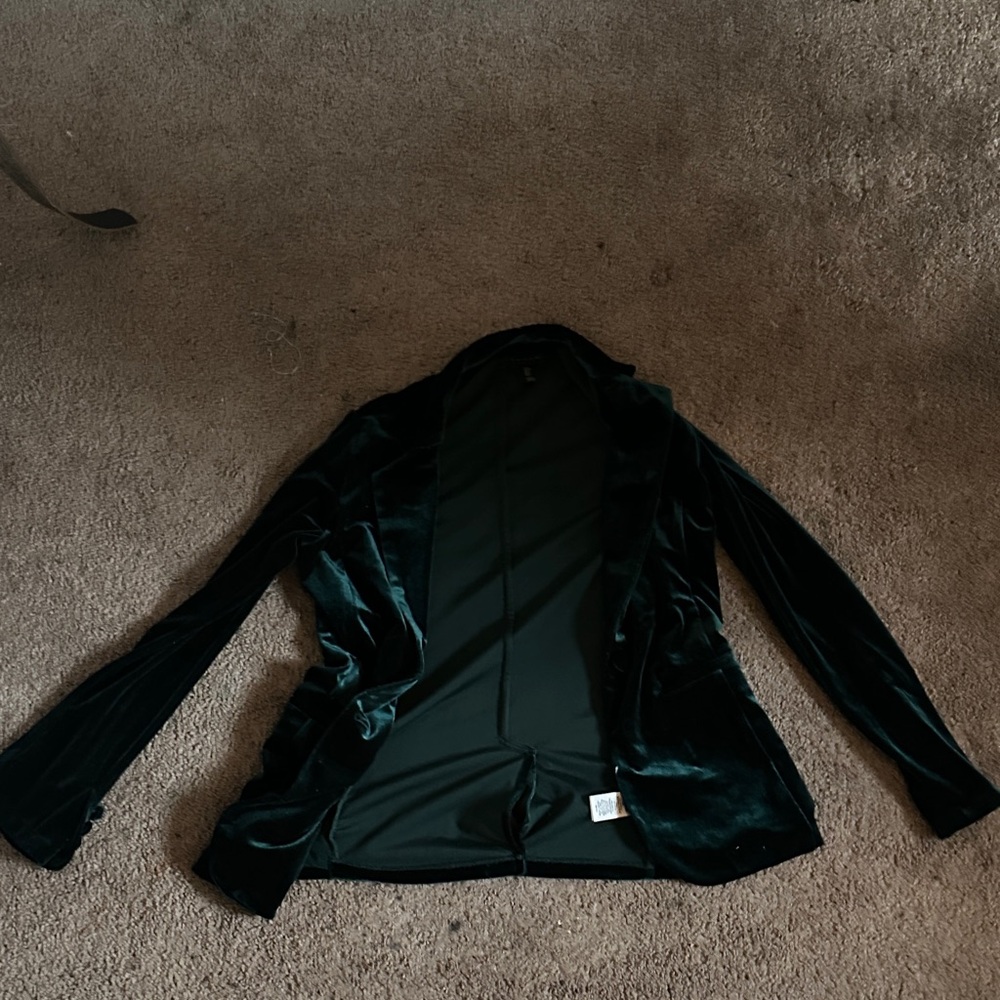 Tahari ASL Deep Green Velvet Blazer